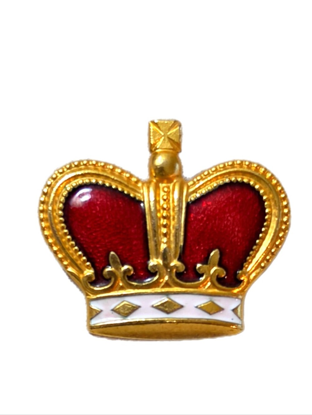 Ruby Red and Gold Tone Royal Crown Pin Brooch Jewelry